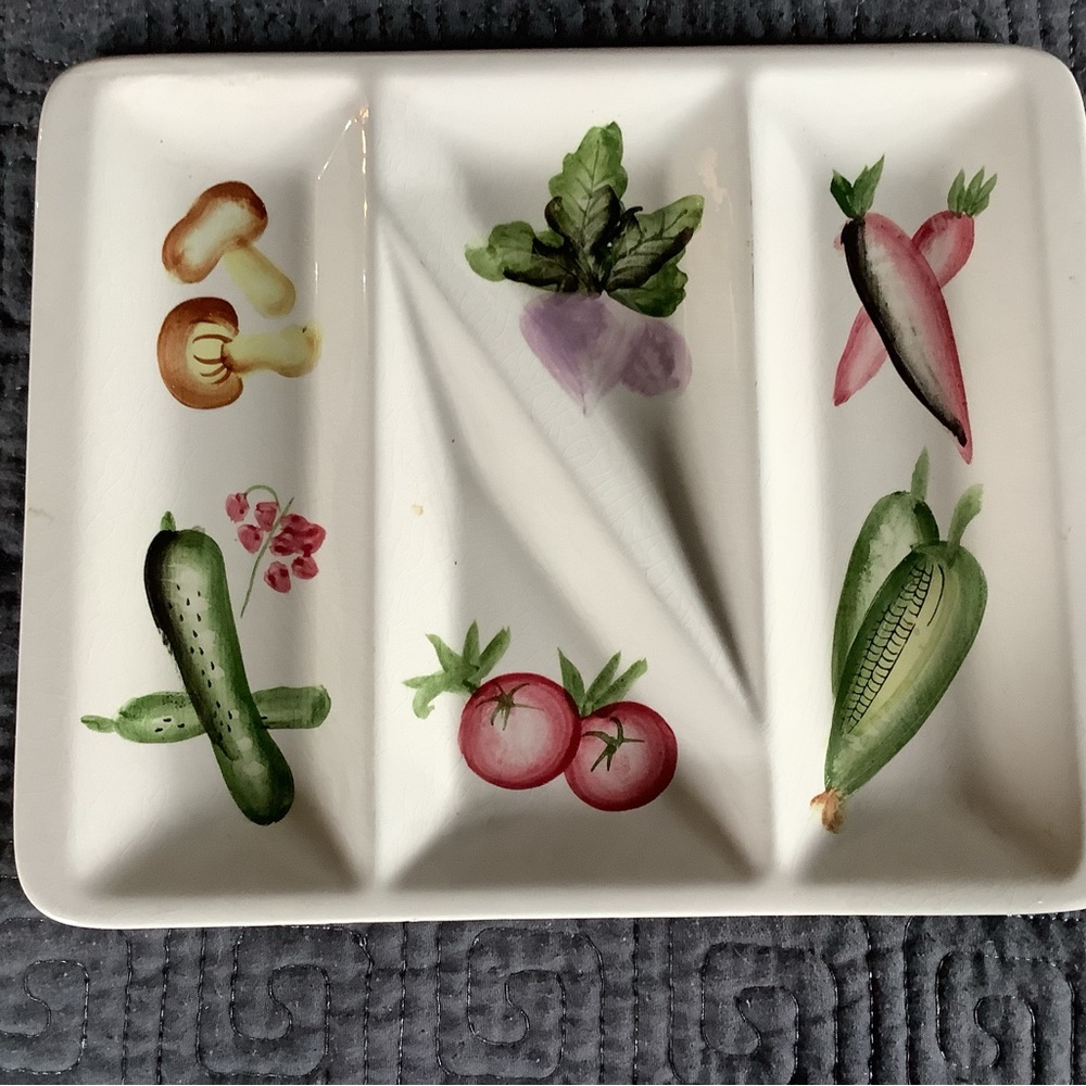 Vegetable Print Divided Ceramic Tray